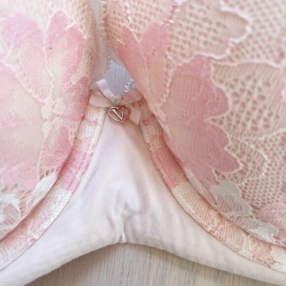 BUY 1 GET 1 FREE 38D Victorias Secret body by Victoria lined demi pink lace bra - Picture 5 of 12